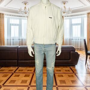 Vintage Members Only Cafe Racer Biker Mod Bomber Windbreaker White Jacket M